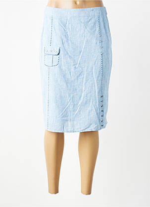 Jupe mi-longue taille à pinces bleu AURA BY FIGURE LIBRE femme