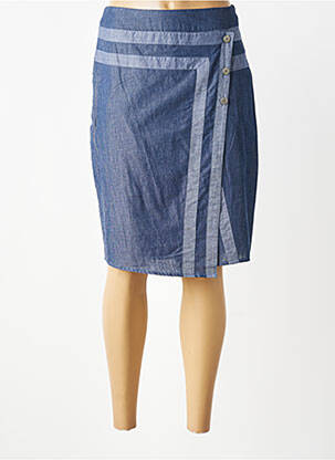 Jupe mi-longue taille à pinces bleu AURA BY FIGURE LIBRE femme