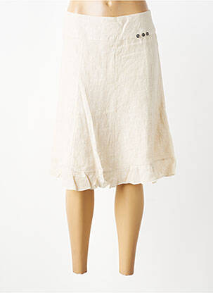 Jupe mi-longue coupe droite évasée sur le bas beige AURA BY FIGURE LIBRE femme