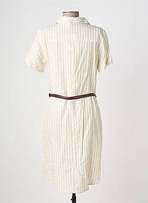 Robe mi-longue tissage crêpe manches courtes beige AURA BY FIGURE LIBRE femme