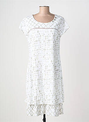 Robe mi-longue imprimé fantaisie manches courtes beige AURA BY FIGURE LIBRE femme
