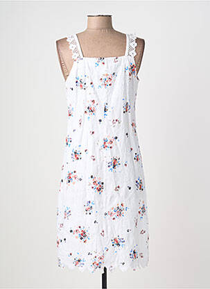 Robe mi-longue imprimé fleurs fines bretelles blanc AURA BY FIGURE LIBRE femme