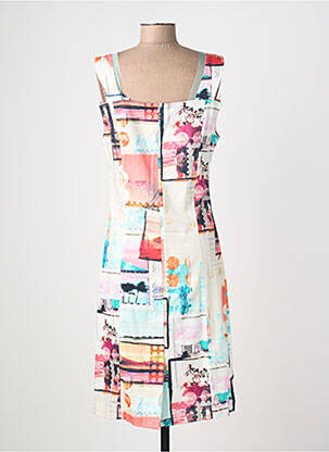 Robe mi-longue imprimé fantaisie sans manche beige QUATTRO femme