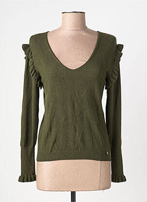 Pull coupe cintrée manches longues vert VOODOO femme