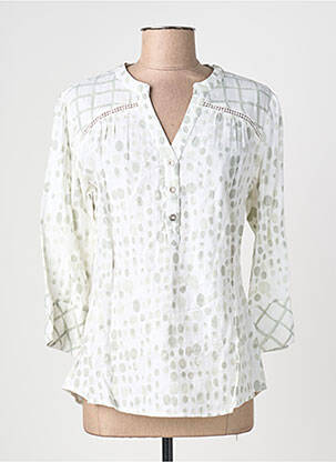 Blouse tissage popeline manches 3/4 blanc AURA BY FIGURE LIBRE femme