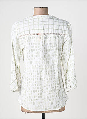 Blouse tissage popeline manches 3/4 blanc AURA BY FIGURE LIBRE femme