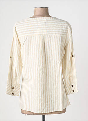 Blouse poignets boutonnés avec fente manches 3/4 beige AURA BY FIGURE LIBRE femme