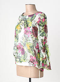 Blouse légère et transparente manches 3/4 vert AURA BY FIGURE LIBRE femme