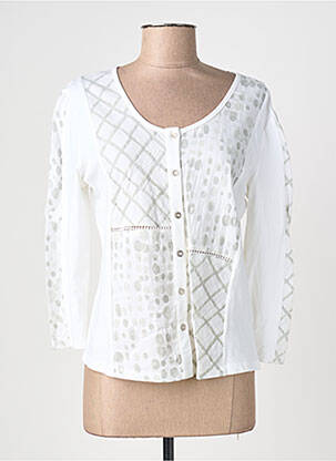 Gilet manches longues col rond blanc AURA BY FIGURE LIBRE femme