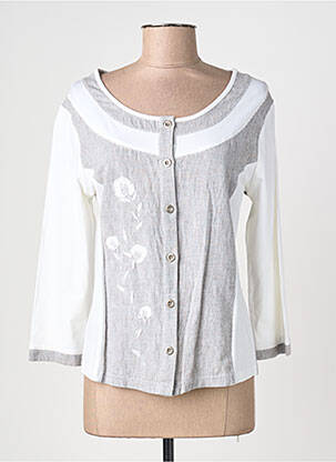Gilet manches longues col rond gris AURA BY FIGURE LIBRE femme