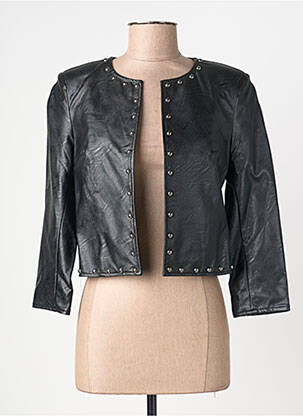 Veste simili cuir epaulette noir VOODOO femme