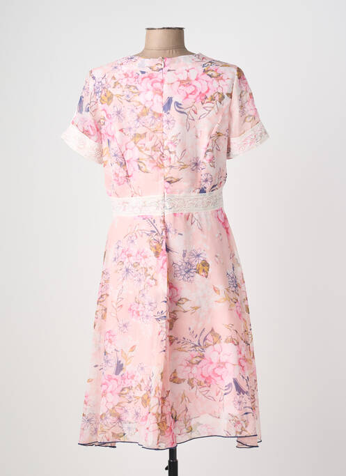 Robe mi-longue imprimé fleurs manches courtes rose AURA BY FIGURE LIBRE femme