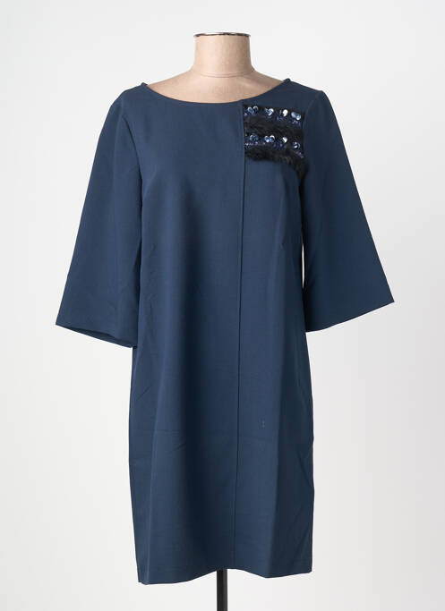 Robe courte manches 3/4 manches 3/4 bleu VOODOO femme