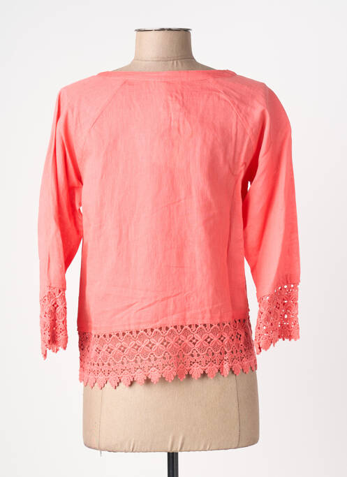 Blouse col rond manches 3/4 rose AURA BY FIGURE LIBRE femme