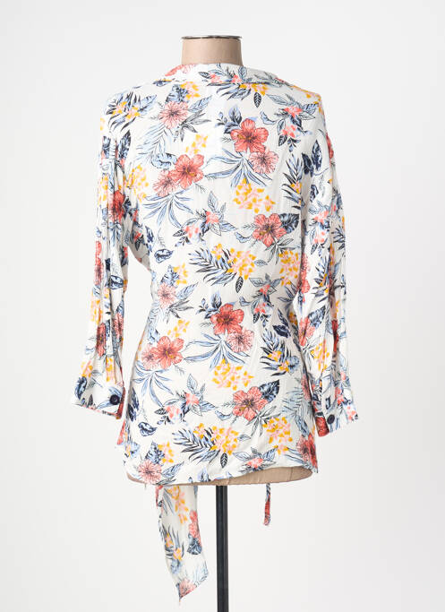 Top col v manches longues blanc AURA BY FIGURE LIBRE femme