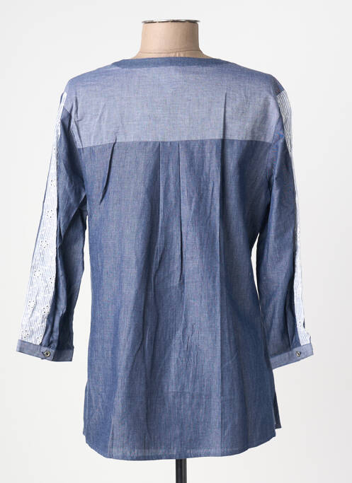 Tunique manches longues fermeture boutonnée sur le devant bleu AURA BY FIGURE LIBRE femme