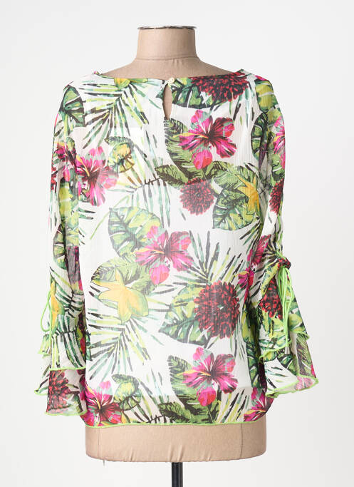 Blouse col rond manches 3/4 vert AURA BY FIGURE LIBRE femme