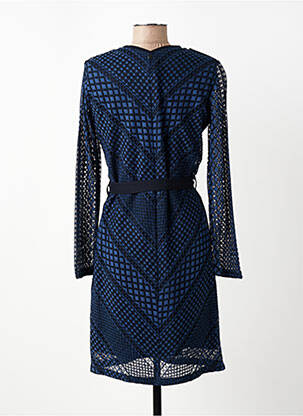 Robe mi-longue manches longues manches longues bleu VOODOO femme