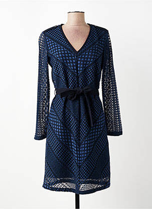 Robe mi-longue manches longues manches longues bleu VOODOO femme