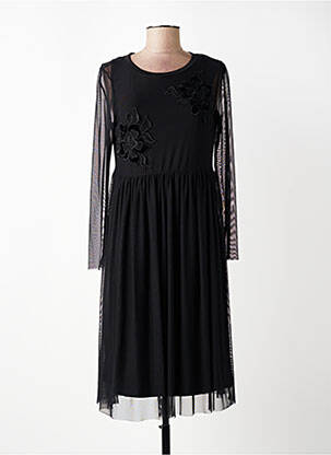 Robe mi-longue coupe fluide manches longues noir VOODOO femme
