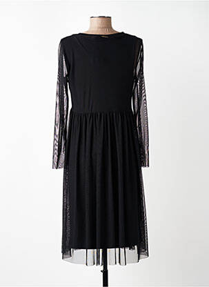 Robe mi-longue coupe fluide manches longues noir VOODOO femme