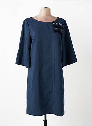 Robe courte manches 3/4 manches 3/4 bleu VOODOO femme