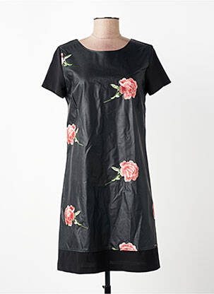 Robe courte fermeture zippée au dos manches courtes noir VOODOO femme