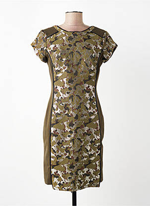 Robe mi-longue fermeture zippée au dos manches courtes vert VOODOO femme