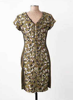 Robe mi-longue fermeture zippée au dos manches courtes vert VOODOO femme