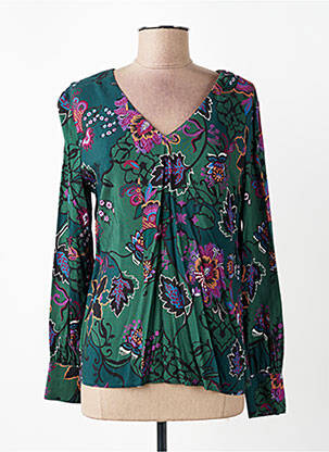 Blouse tissage popeline manches longues vert VOODOO femme