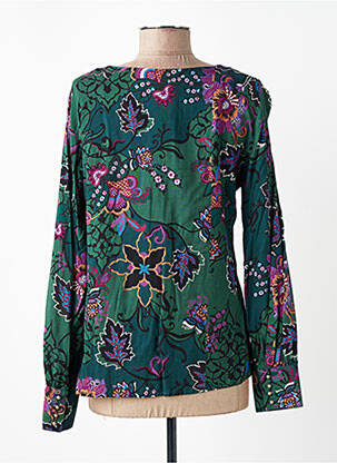 Blouse tissage popeline manches longues vert VOODOO femme