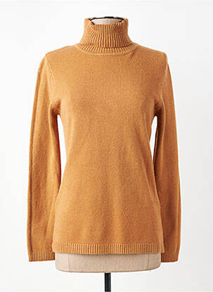 Pull col roulé stretch manches longues marron QUATTRO femme