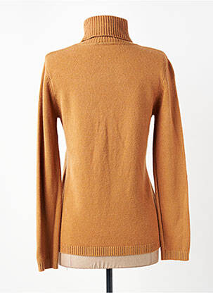 Pull col roulé stretch manches longues marron QUATTRO femme