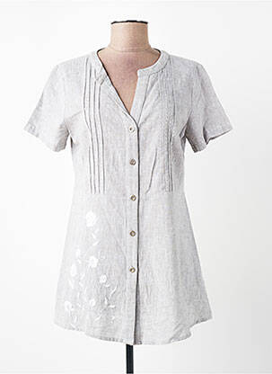 Tunique manches courtes coupe cintrée gris AURA BY FIGURE LIBRE femme