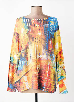 Pull stretch manches longues orange QUATTRO femme