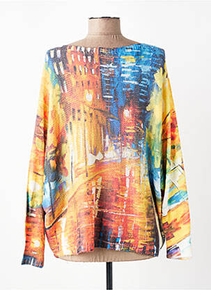 Pull stretch manches longues orange QUATTRO femme
