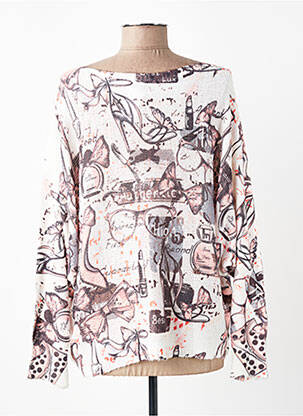 Pull col bateau manches longues blanc QUATTRO femme