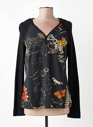 Pull coupe cintrée manches longues noir VOODOO femme