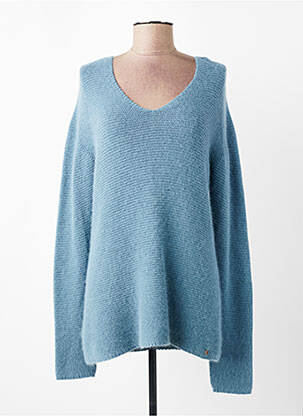 Pull col v manches longues bleu VOODOO femme
