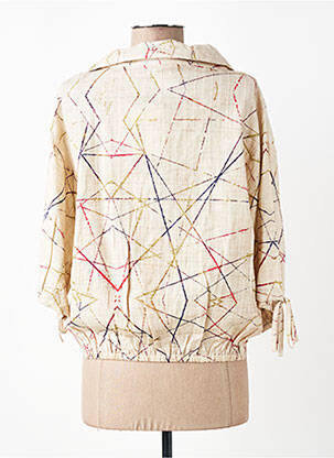 Chemisier tissage crêpe manches 3/4 beige AURA BY FIGURE LIBRE femme