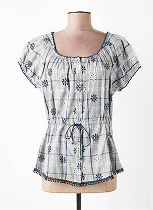 Chemisier manches courtes manches courtes bleu AURA BY FIGURE LIBRE femme