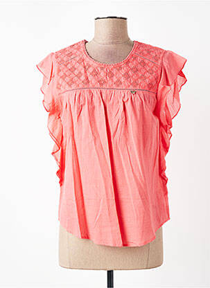 Top tissage crêpe manches courtes rose AURA BY FIGURE LIBRE femme