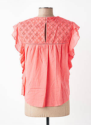 Top tissage crêpe manches courtes rose AURA BY FIGURE LIBRE femme