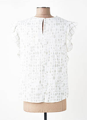 Blouse tissage popeline manches courtes blanc AURA BY FIGURE LIBRE femme