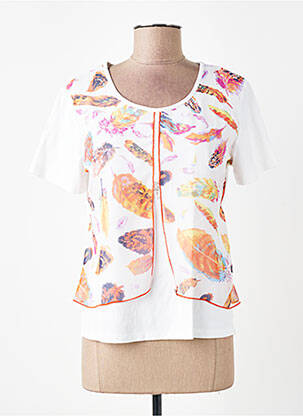 T-shirt imprimé fantaisie manches courtes blanc AURA BY FIGURE LIBRE femme