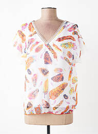 Blouse légère et transparente manches courtes blanc AURA BY FIGURE LIBRE femme