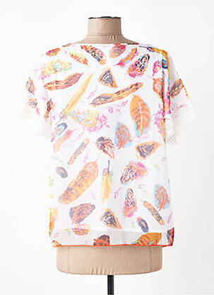 Blouse tissage popeline manches courtes blanc AURA BY FIGURE LIBRE femme