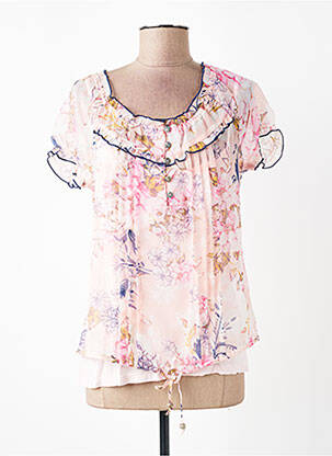 Top coupe fluide manches courtes rose AURA BY FIGURE LIBRE femme