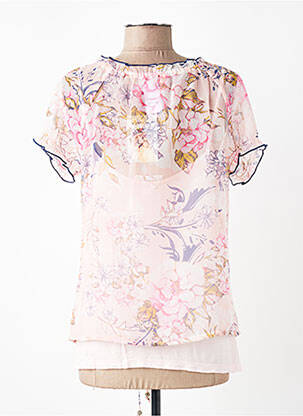 Top coupe fluide manches courtes rose AURA BY FIGURE LIBRE femme