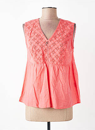 Top col v sans manche rose AURA BY FIGURE LIBRE femme
